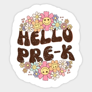 Groovy Hello Pre-k Vibes Retro Teacher Back To School Sticker